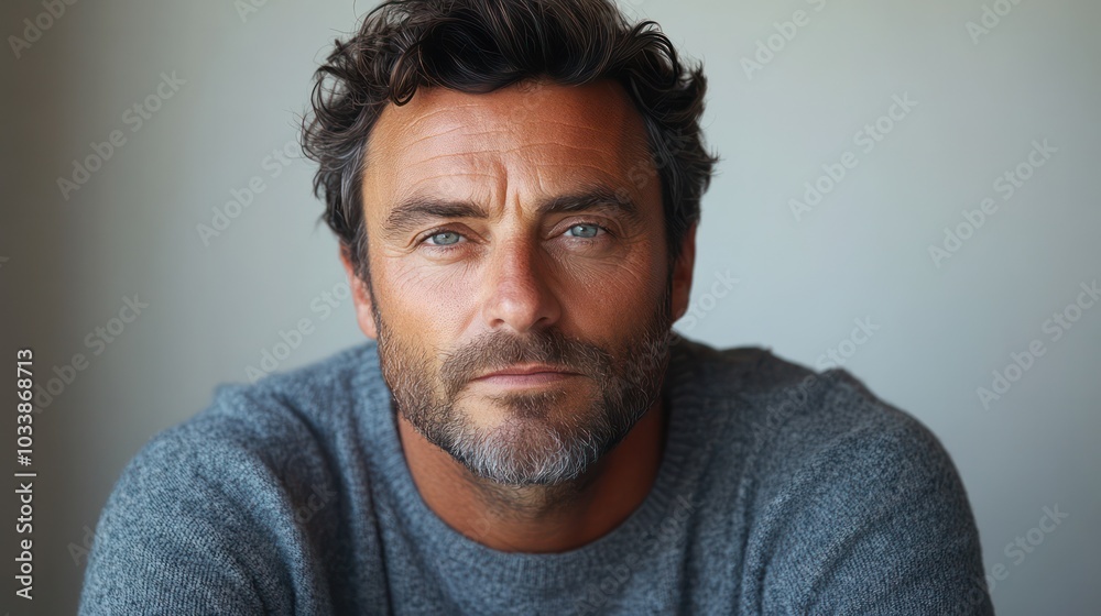A man with a beard and glasses is wearing a gray sweater A man with a beard and glasses is wearing a gray sweater