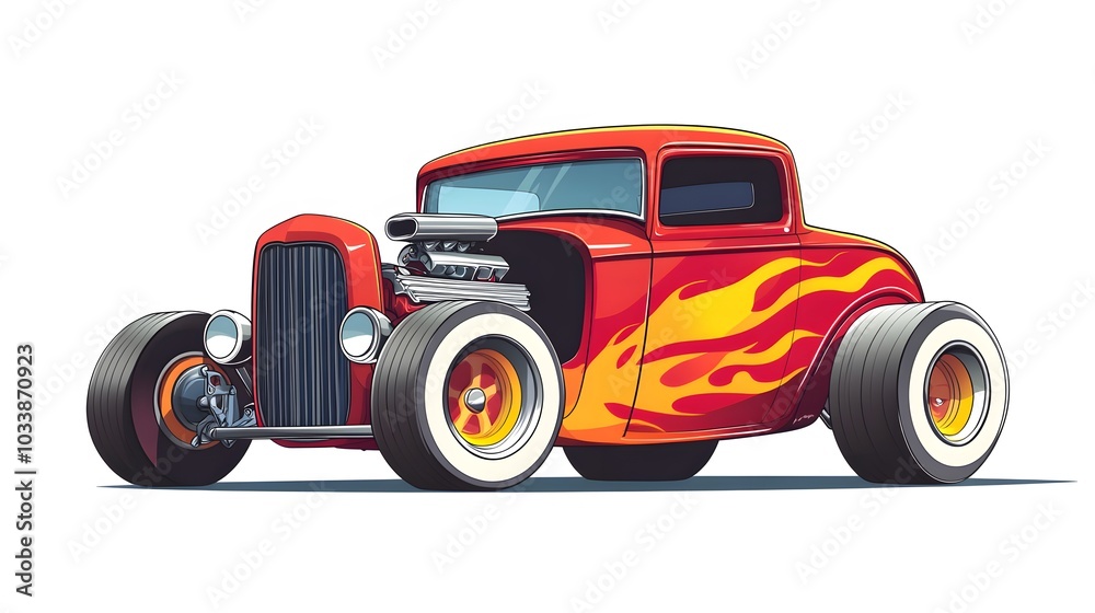 Cartoon retro hot rod isolated on white background. Cartoon retro hot rod isolated on white background.