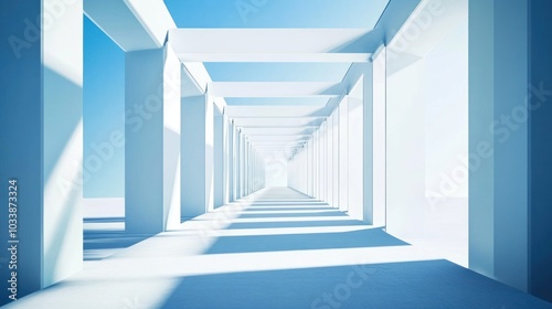 White Columns and Beams Corridor