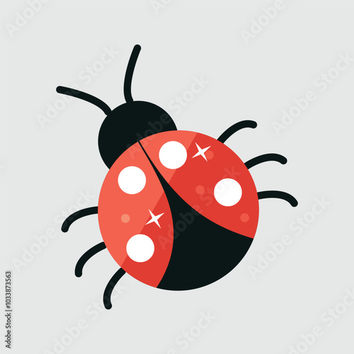 lady bug insect in flat vector design.