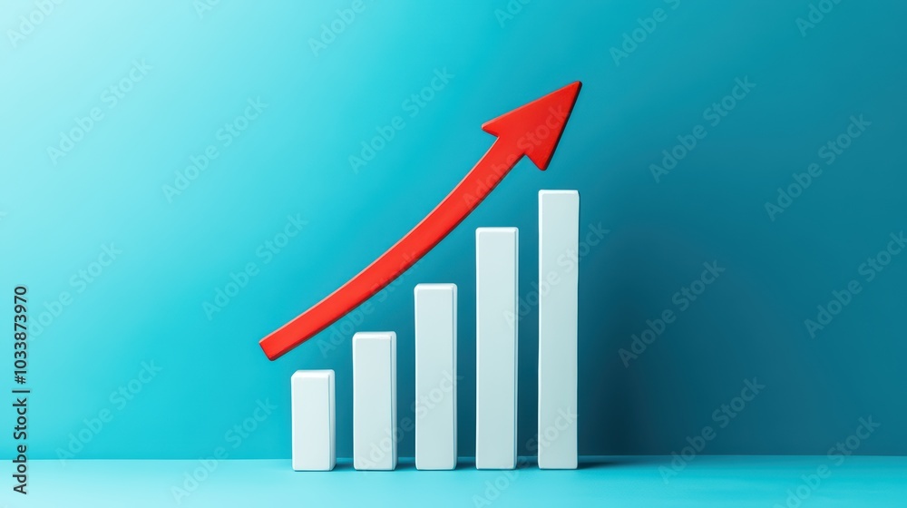 A vibrant graphic representation of growth, featuring a red arrow climbing above white bars against a turquoise background. A vibrant graphic representation of growth, featuring a red arrow climbing above white bars against a turquoise background.