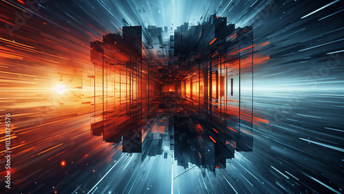 Glowing abstract geometric shapes