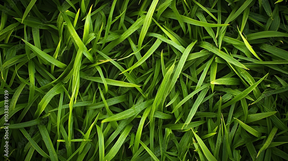 A close-up view of vibrant green grass blades creating a lush, natural texture. A close-up view of vibrant green grass blades creating a lush, natural texture.