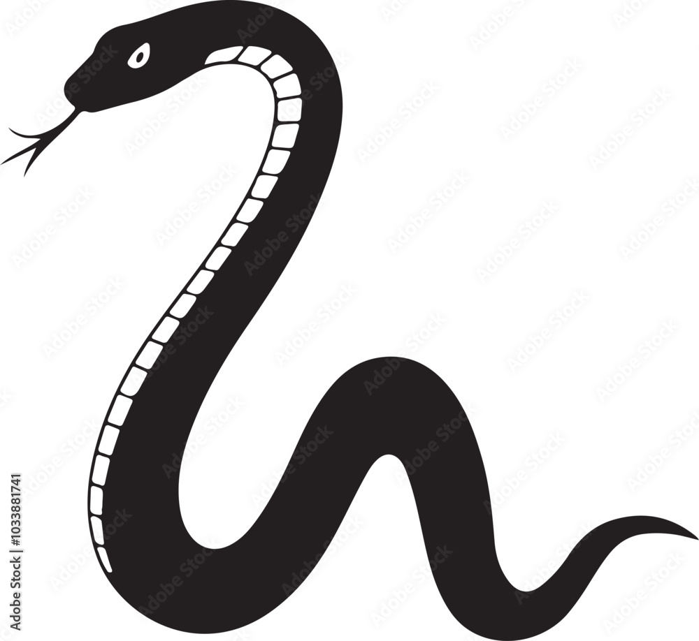 Fototapeta premium Snake silhouette set. Isolated snake silhouette on white background.