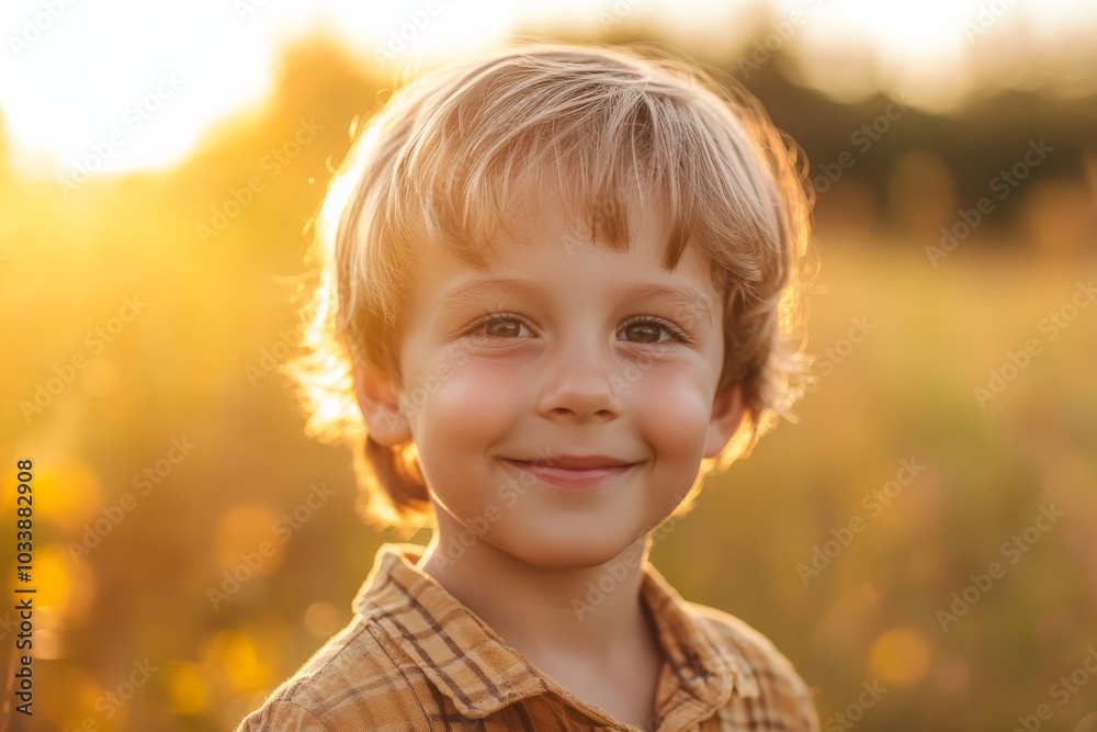 A young boy with a bright smile stands in a sunlit field, embodying joy and innocence, with warm golden hues evoking a sense of nostalgia and happiness. A young boy with a bright smile stands in a sunlit field, embodying joy and innocence, with warm golden hues evoking a sense of nostalgia and happiness.