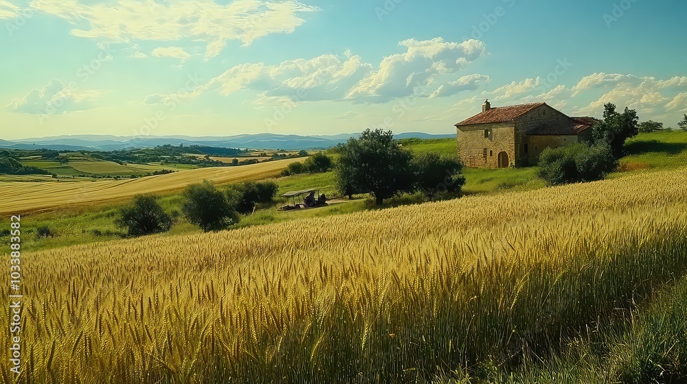 Beautiful Wheat Field, Generative AI Beautiful Wheat Field, Generative AI