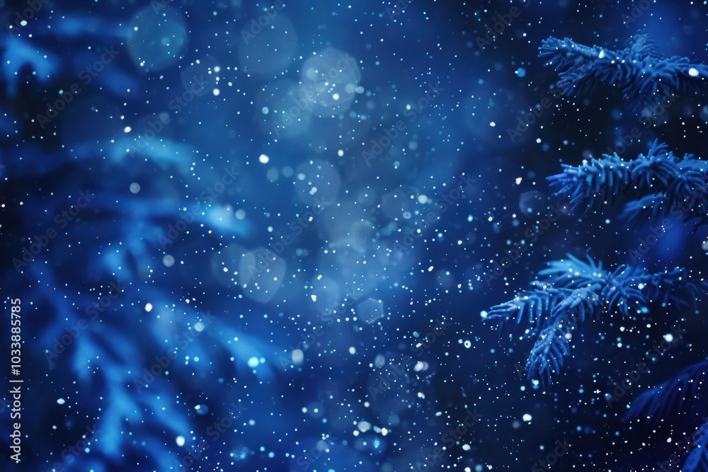 Christmas cozy blue night abstract background with gentle snowfall and warm ambiance Christmas cozy blue night abstract background with gentle snowfall and warm ambiance
