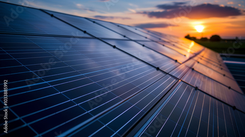 Wallpaper Mural solar panels on the roof under a sunset sky a close up of a brand new structure with dark solar panels zonneenergie translation sun energy Torontodigital.ca