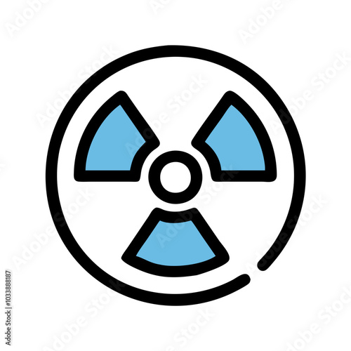 Classic radioactive or radiation hazard symbol icon in black and blue
