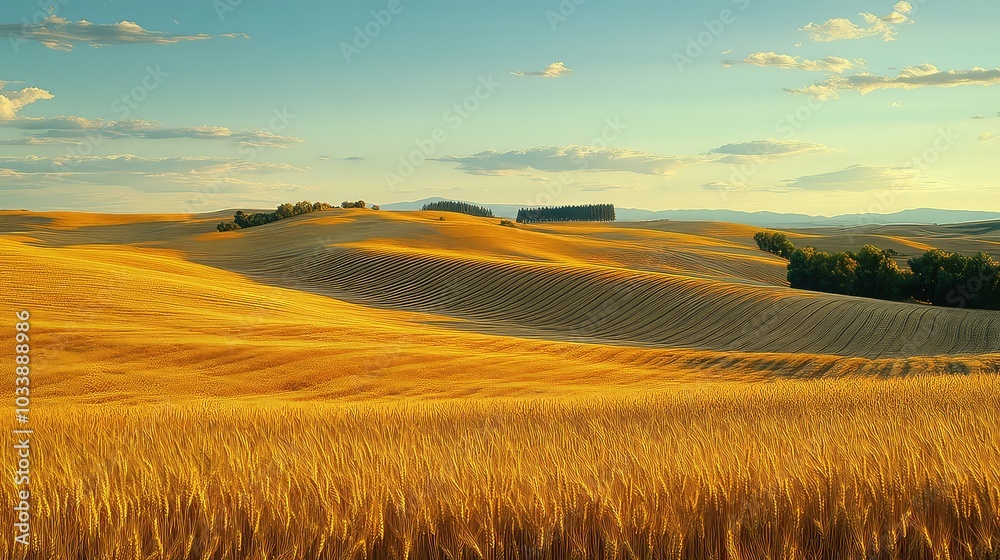 Fototapeta premium Beautiful Wheat Field, Generative AI