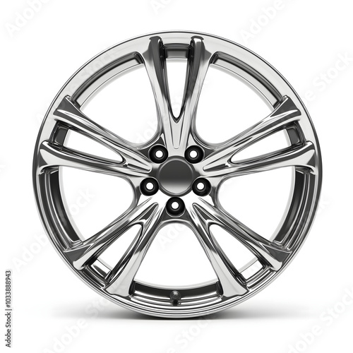 Silver rim from a car on a white background