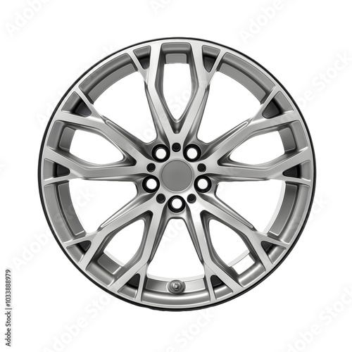 Silver rim from a car on a white background, transparent
