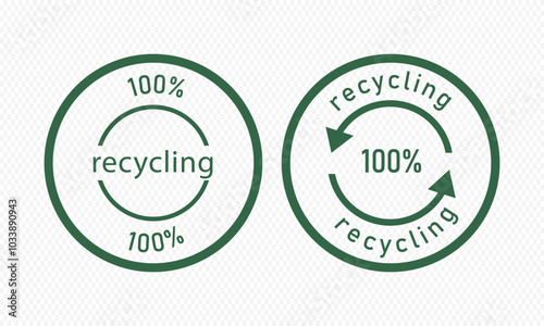 Recycling sign. Signs on material for recycling. Mock up for product packaging on recycli   photo