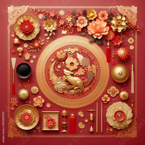 Decorating Design Chinese new year red background.