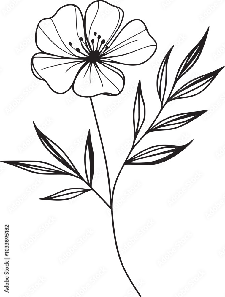 This is an illustration of flowers in a simple and modern line art style. This is an illustration of flowers in a simple and modern line art style.