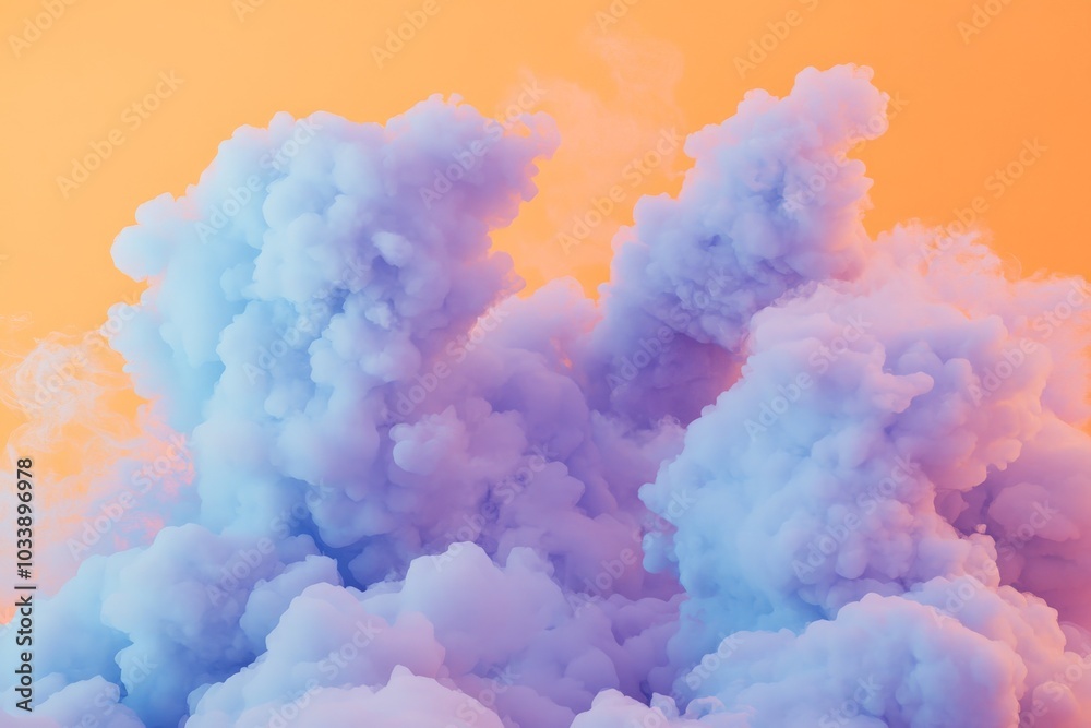 Naklejka premium A striking fusion of vivid blue and orange clouds create an ethereal sky, blending seamlessly into each other, showcasing a mesmerizing balance of color and texture.