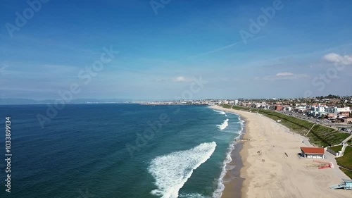 Gorgeous Aerial Flying to Rat Beach, Redondo Beach from Palos Verdes, California