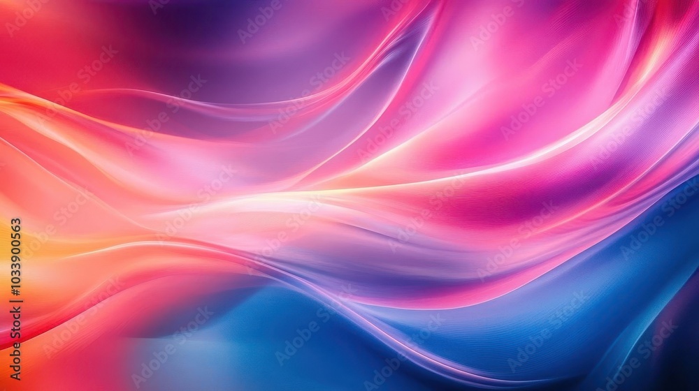 a vibrant abstract background with smooth, flowing shapes in pink, blue, and orange, creating an energetic and dynamic visual experience