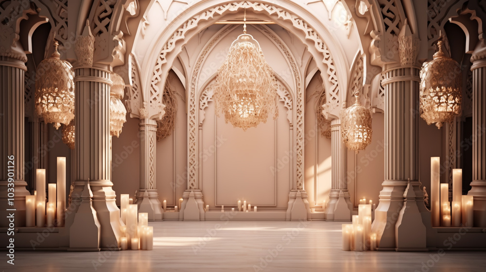 Arabic gold arch with light effect Arabic gold arch with light effect