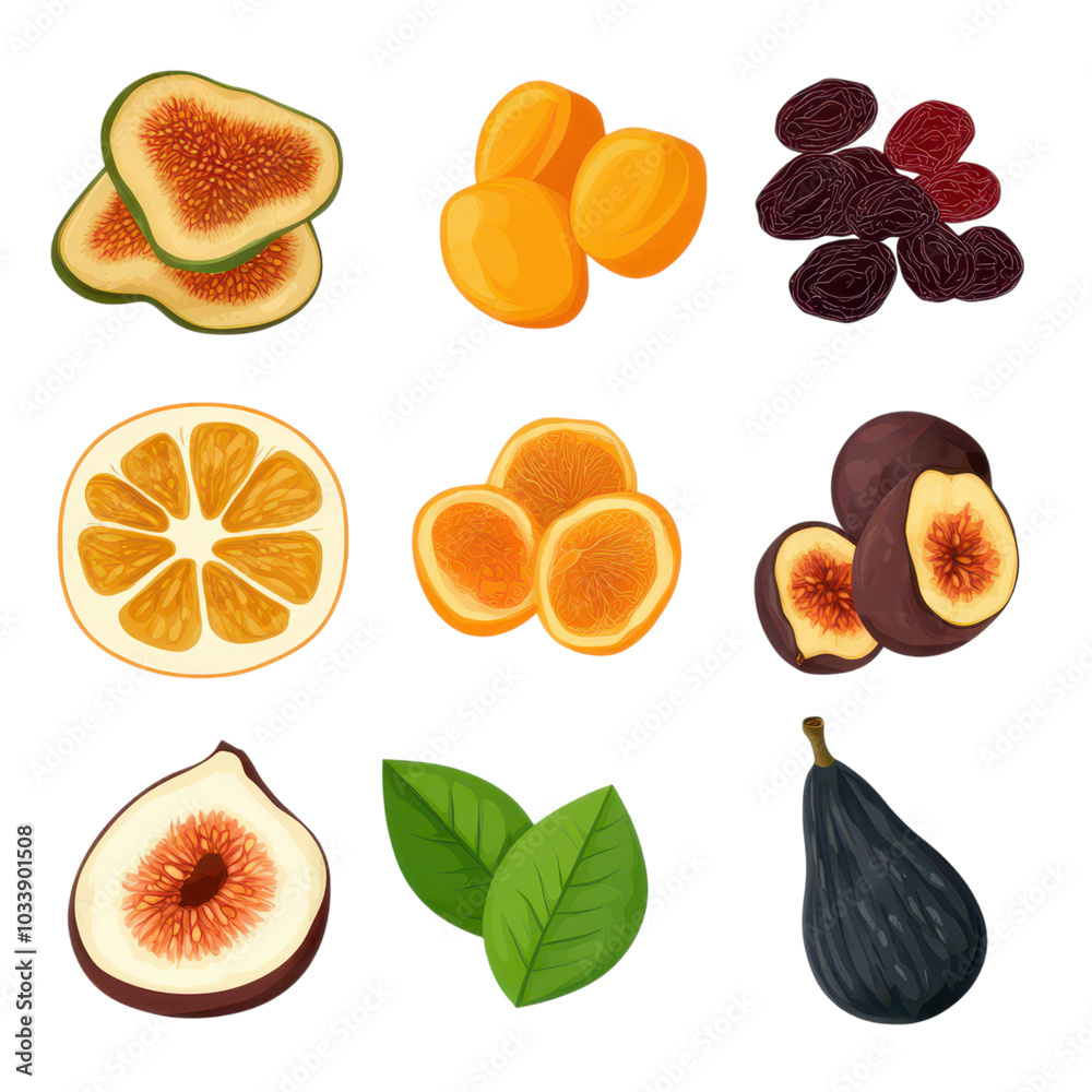 Delicious Set of Dried Fruits: Apricots, Raisins, and Figs for a Sweet and Healthy Snack Option. Delicious Set of Dried Fruits: Apricots, Raisins, and Figs for a Sweet and Healthy Snack Option.