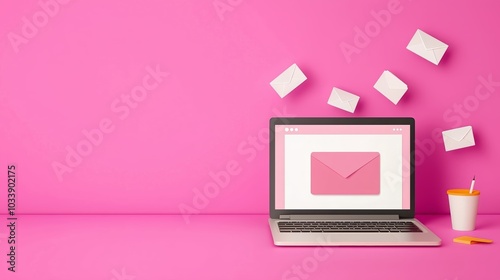 Digital marketing campaign, email notifications, flat design illustration