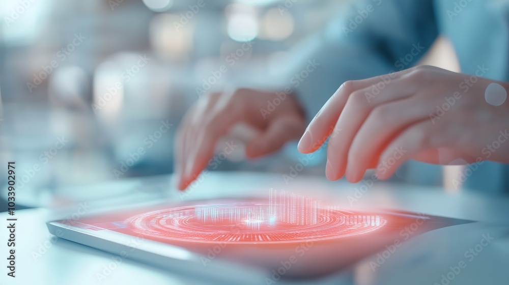Futuristic tax audit, holographic data visualization, advanced AI assistant, corporate setting