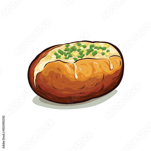 Baked potatoes vector art illustration isolated. Best for street food related business