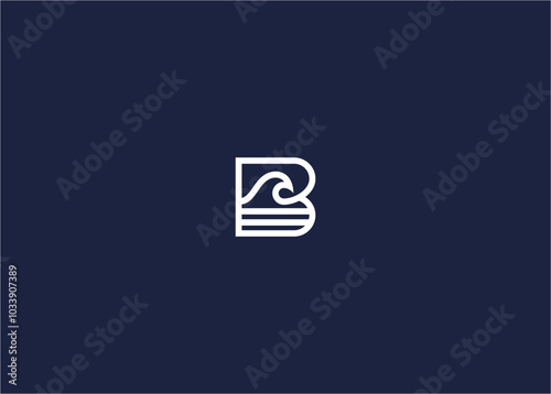 Letter b with waves logo icon design vector design template inspiration