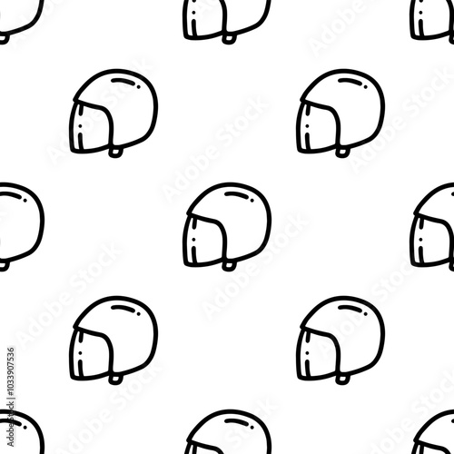 Helmet cartoon doodle seamless pattern, Vector.