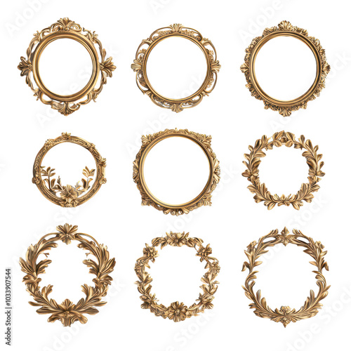 Elegant Set of Victorian-Style Golden Frames for Classic Decor and Art Display
