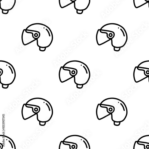 Helmet cartoon doodle seamless pattern, Vector.