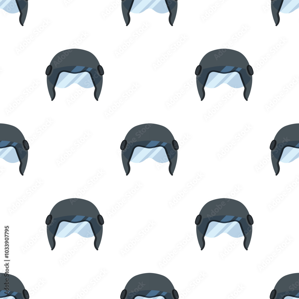 Fototapeta premium Pilot helmet cartoon silhouette seamless pattern, Vector.