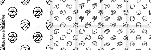 Collection of Helmet cartoon doodle seamless pattern, Vector.