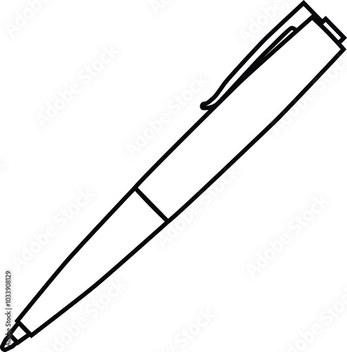 Minimalist Black Ballpoint Pen Icon - High Quality Vector