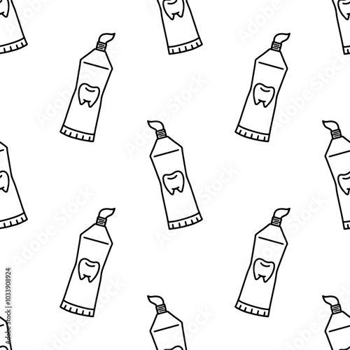 Toothpaste cartoon doodle seamless pattern, Vector.