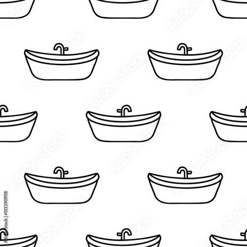 Bathtub cartoon doodle seamless pattern, Vector.