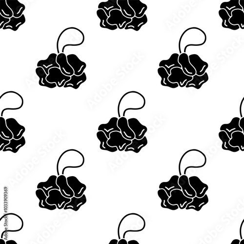 Loofah sponge silhouette cartoon seamless pattern, Vector.