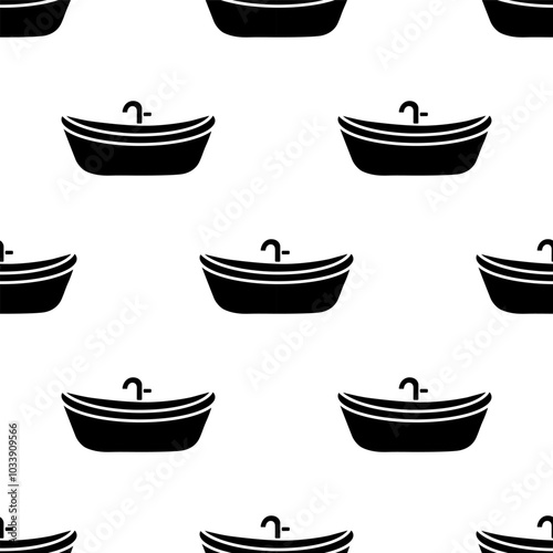 Bathtub silhouette cartoon seamless pattern, Vector.