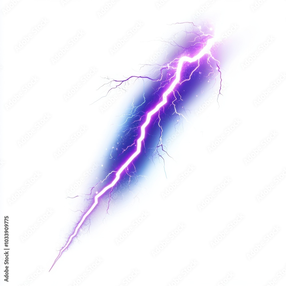 Fototapeta premium Electrifying Lightning Bolt Element for Photo Editing Isolated on White Background