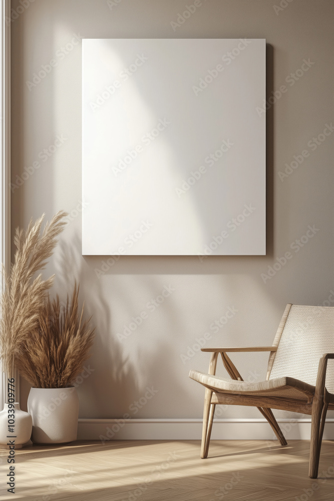 Mock up frame on the wall in a modern luxury minimalist living room Mock up frame on the wall in a modern luxury minimalist living room