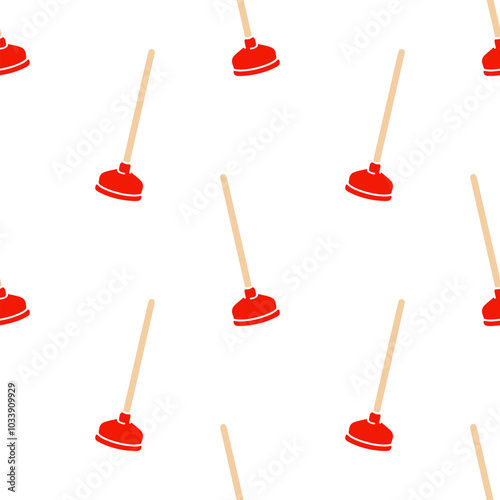 Plunger cartoon seamless pattern, Vector.