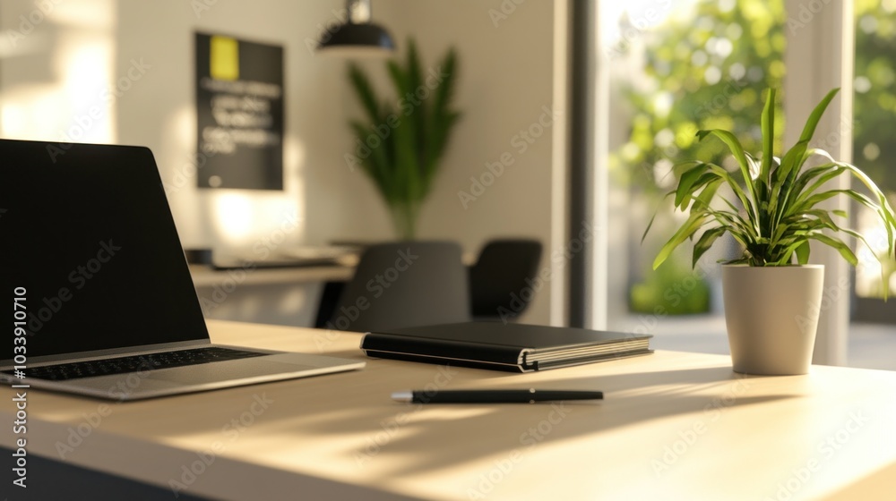 Minimalistic Workplace with Sunlight Minimalistic Workplace with Sunlight