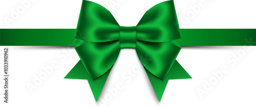 Green bow with ribbon. Vector illustration	