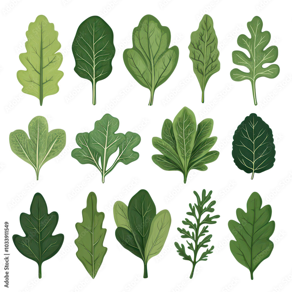 Fresh Set of Leafy Greens: Spinach, Kale, and Arugula for a Crisp and Healthy Lifestyle