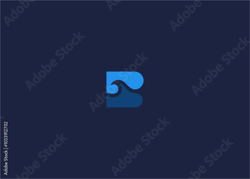 Letter b with waves logo icon design vector design template inspiration