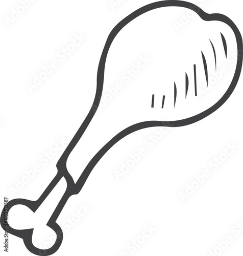 Chicken leg doodle. Tasty roasted food icon