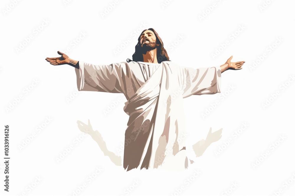 Obraz premium Jesus with arms outstretched robe clothing fashion.