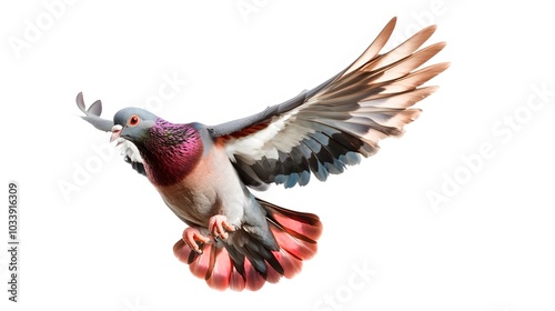 Red sport pigeon isolated on white.