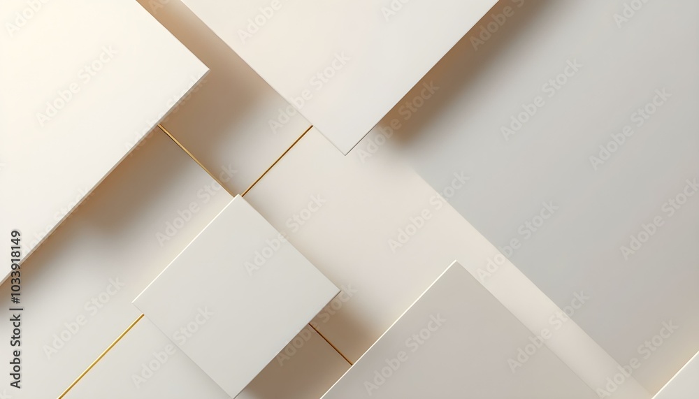 Abstract golden background with white and beige luxury glitter shapes. Golden lines luxury on cream color background. Gold elegant realistic paper cut style 3d. A flat illustration of an abstract gold
