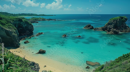 Serene Okinawa Island Beach and Ocean View